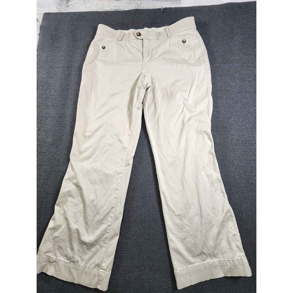Dockers Khaki Chino Pants Womens 16M Beige Cotton Blend Straight Leg Casual NWT